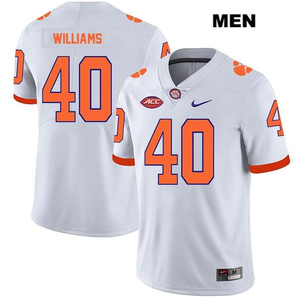 Men's Clemson Tigers #40 Greg Williams Stitched White Legend Authentic Nike NCAA College Football Jersey JUN3446DJ